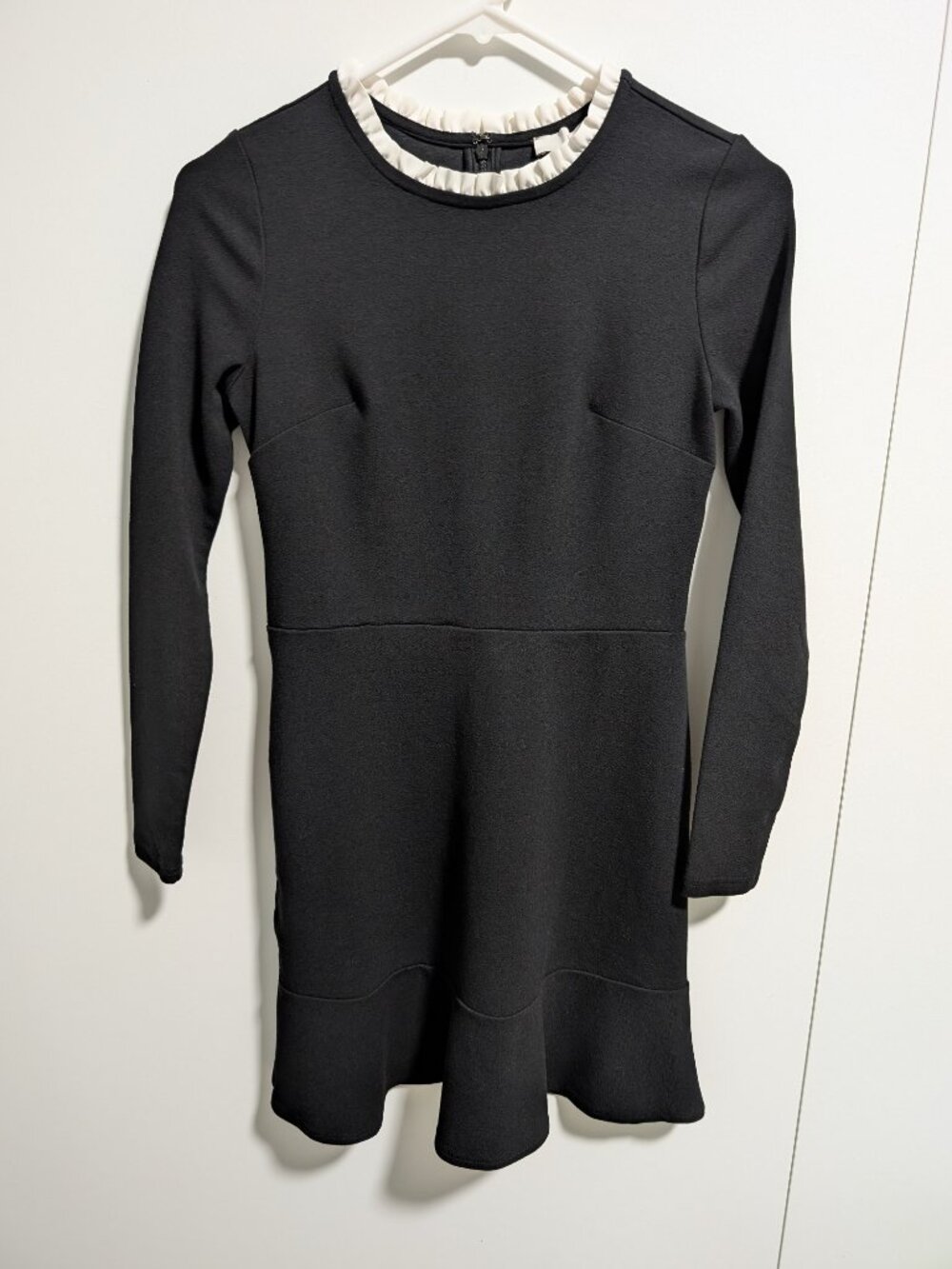LOFT black knit fit-and-flare long sleeve dress - 00P - NWT